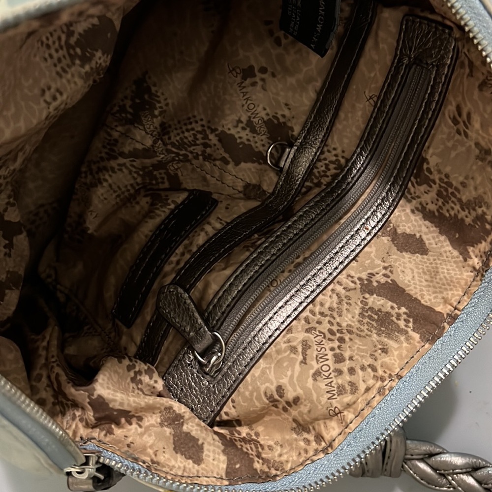 B. Makowsky Blue Camo Leather Bag - Picture 7 of 7